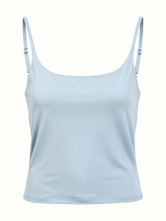 Women’s and Girls’ Cotton Camisole Top with Adjustable Spaghetti Strap  (Padded) (Blue)