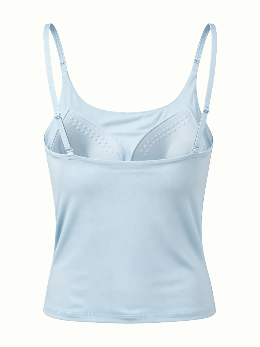 Women’s and Girls’ Cotton Camisole Top with Adjustable Spaghetti Strap  (Padded) (Blue)