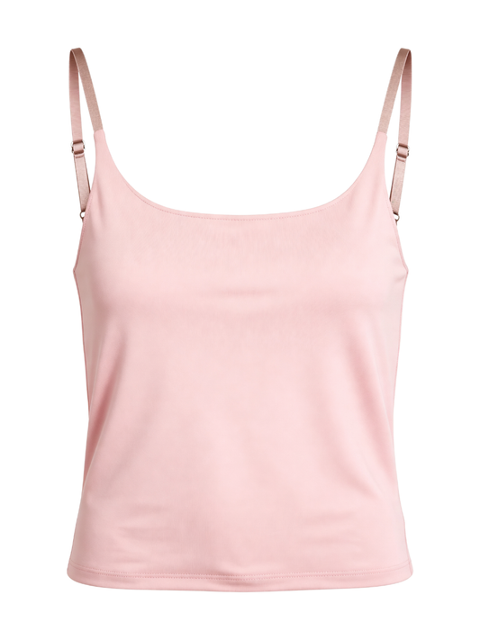 Women’s and Girls’ Cotton Camisole Top with Adjustable Spaghetti Strap  (Padded) (Pink)