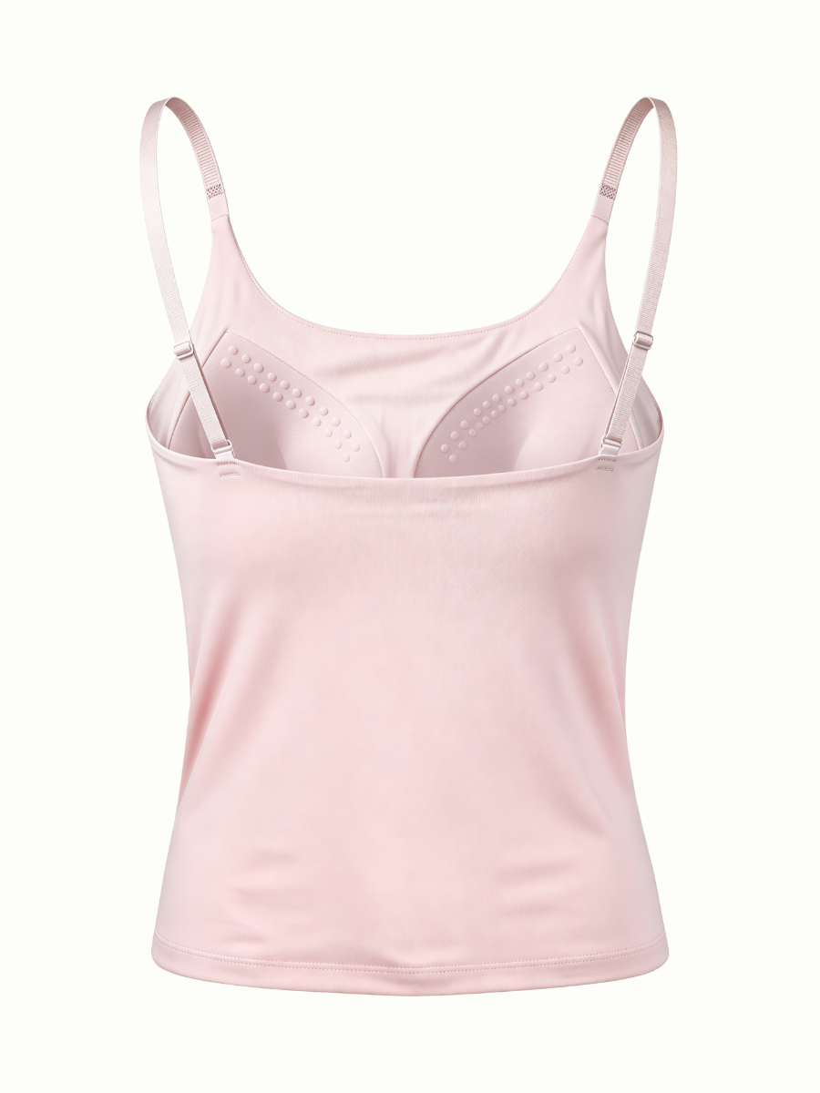 Women’s and Girls’ Cotton Camisole Top with Adjustable Spaghetti Strap  (Padded) (Pink)