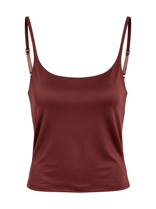 Women’s and Girls’ Cotton Camisole Top with Adjustable Spaghetti Strap  (Padded) (Red)